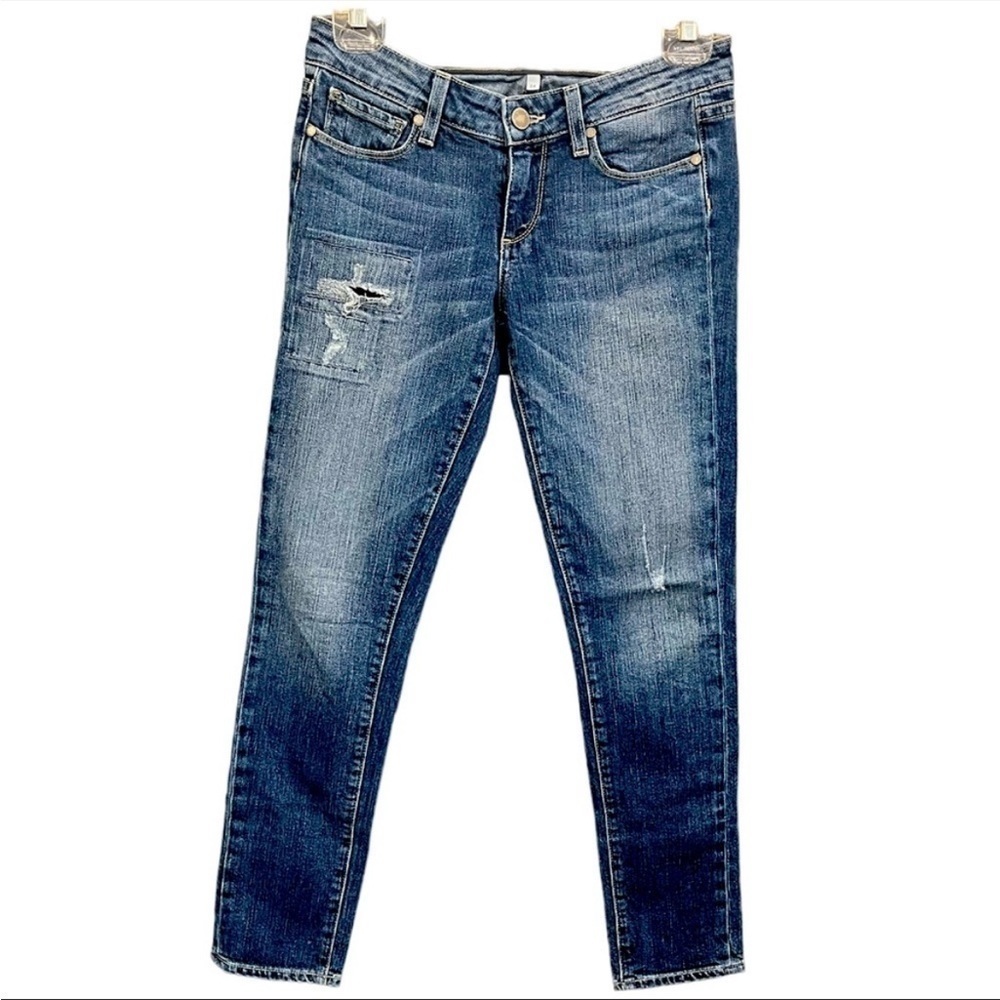 PAIGE Skyline Ankle Peg Jeans Distressed Medium Wash Skinny Size 24